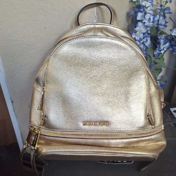 Michael Kors Metallic Gold Backpack - Picture 1 of 3